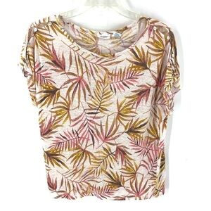 Sigrid Olsen Linen Top Womens Medium Tropical Hawaiian Colorful Beachy Casual